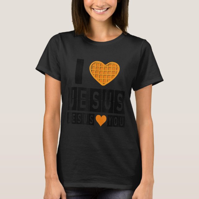 Camiseta I Love Jesus Waffle Heart Jesus Loves You Funny Br (Frente)
