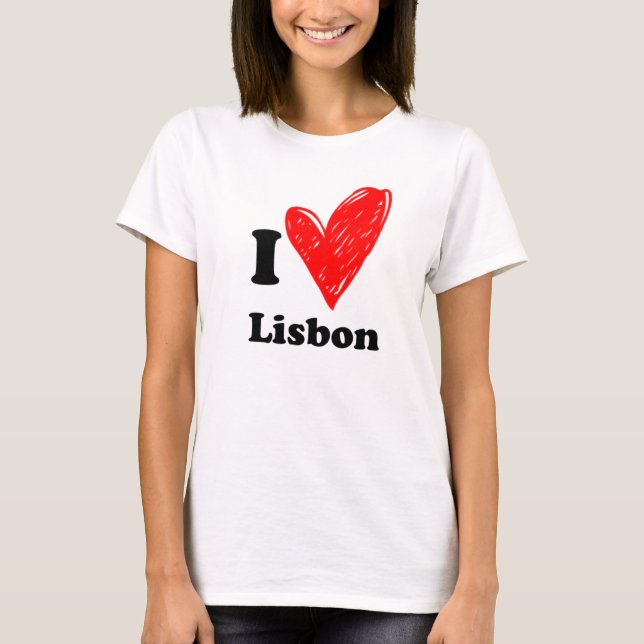 Camiseta I Love Lisbon - Heart Sketch (Frente)