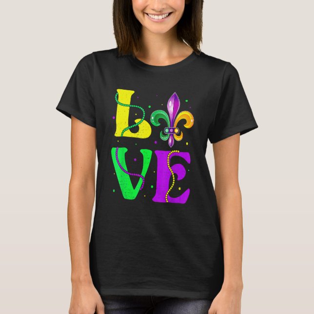 Camiseta I Love Mardi Gras Fleur De Lis Fat Tuesday Carniva (Frente)