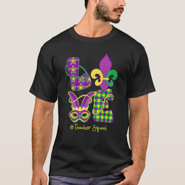 Camiseta I Love Mardi Gras Fleur de Lis Teacher Squad Men W (Frente)