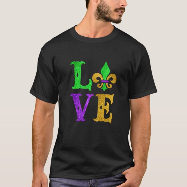 Camiseta I Love Mardi Gras Funny Mardi Gras Fleur De Lys Fe (Frente)