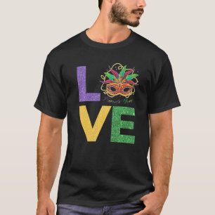 Camiseta I Love Mardi Gras Funny Mask And Beads Party Costu