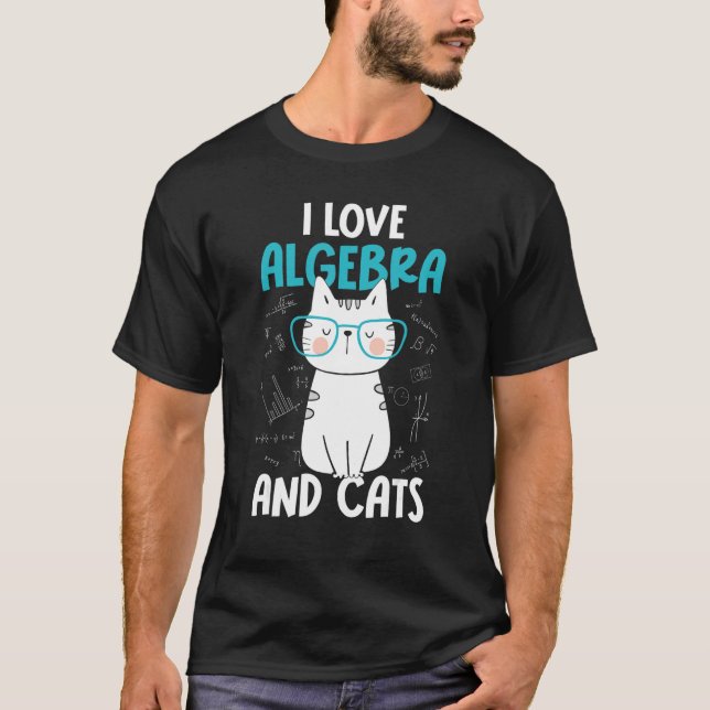 Camiseta I Love Math and Cats     Algebra (Frente)