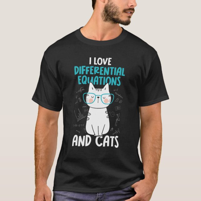 Camiseta I Love Math and Cats     Differential Equations (Frente)
