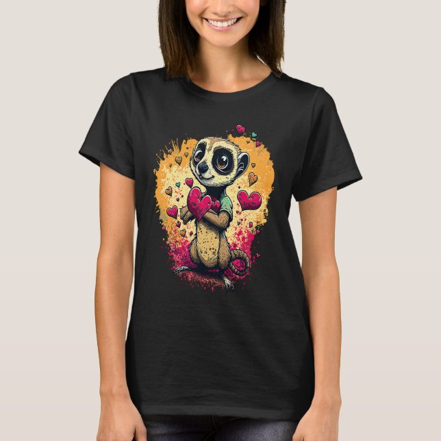 Camiseta I Love Meerkats Valentines Day Heart Animal Artwor (Frente)