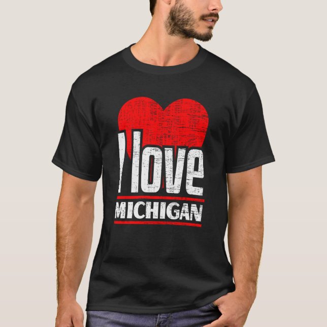 Camiseta I Love Michigan Best Home State I Heart Michigan (Frente)