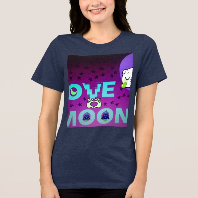 Camiseta "I Love Moon" - Um Design de Arte Celestial Whimsi (Frente)