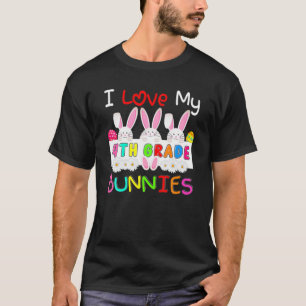 Camiseta I Love My 4Th Grade Bunnies Cute Flowers Easter Bu