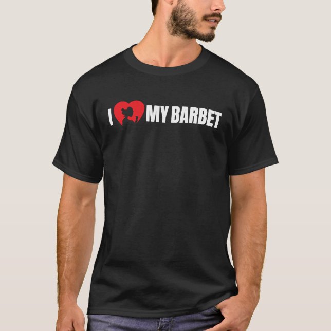 Camiseta I Love My Barbet with Dog Silhouette in Heart (Frente)