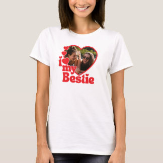 Camiseta I Love My Bestie Heart Custom Photo