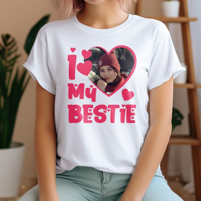 Camiseta I Love My Bestie Personalized Photo (Criador carregado)