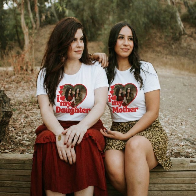 Camiseta I Love My Daughter Red Heart Photo (Criador carregado)