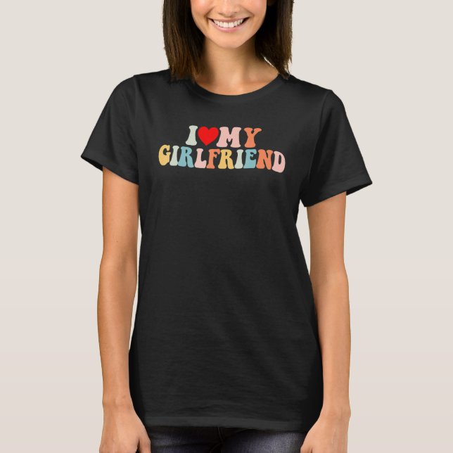 Camiseta I Love My Girlfriend Groovy  I Red Heart My Girlfr (Frente)