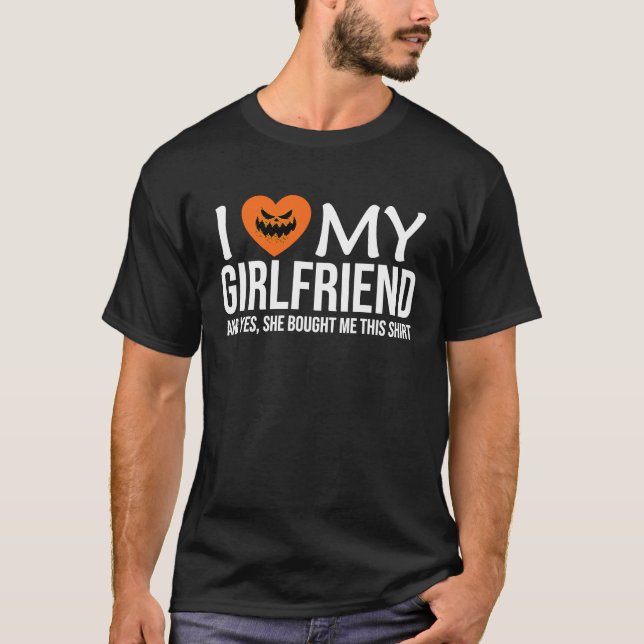 Camiseta I Love My Girlfriend I Heart My GF  Halloween Coup (Frente)