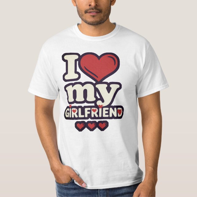 Camiseta I Love My Girlfriend Shirt - Retro Bubble Heart (Frente)