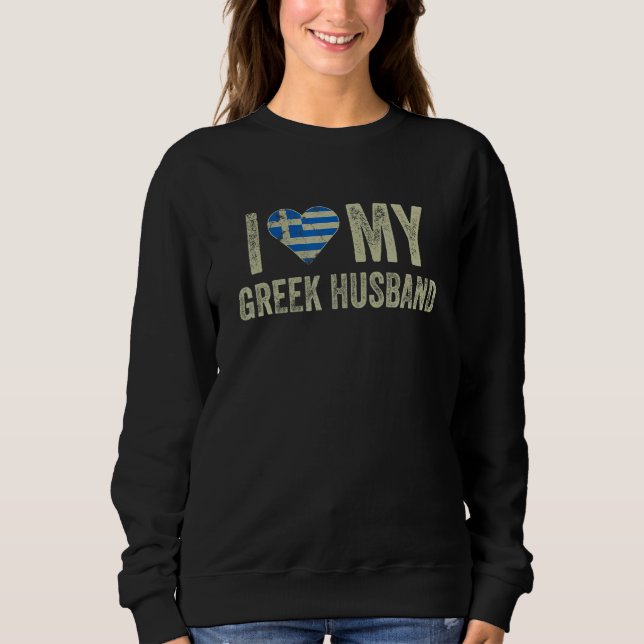 Camiseta I Love My Greek Husband Greece Flag  Wife (Frente)