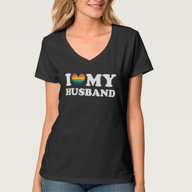 Camiseta I Love My Husband LGBTQ Gay Valentines Day 3 (Frente)