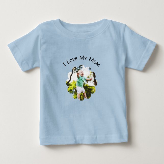 Camiseta I Love My Mom Custom Photo Text Mother's Day (Frente)
