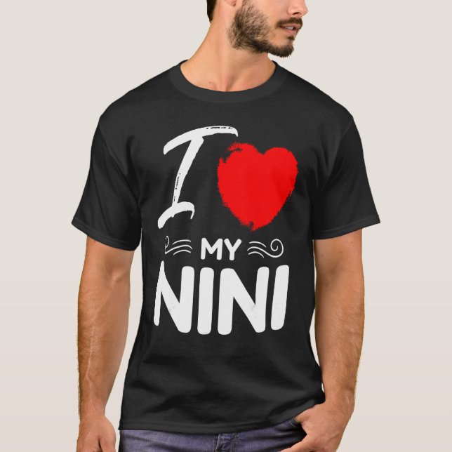 Camiseta I Love My Nini Cute Mother Grandma Matching Family (Frente)