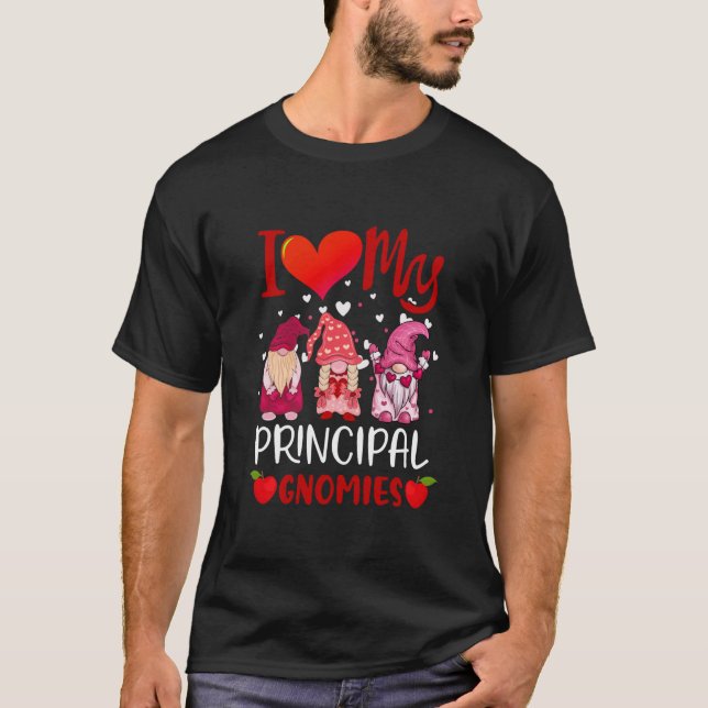 Camiseta I Love My Principal Gnomies Valentine's Day Teache (Frente)