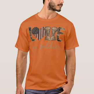 Camiseta I Love My Soldier Military Army Wife USA Camour Fl