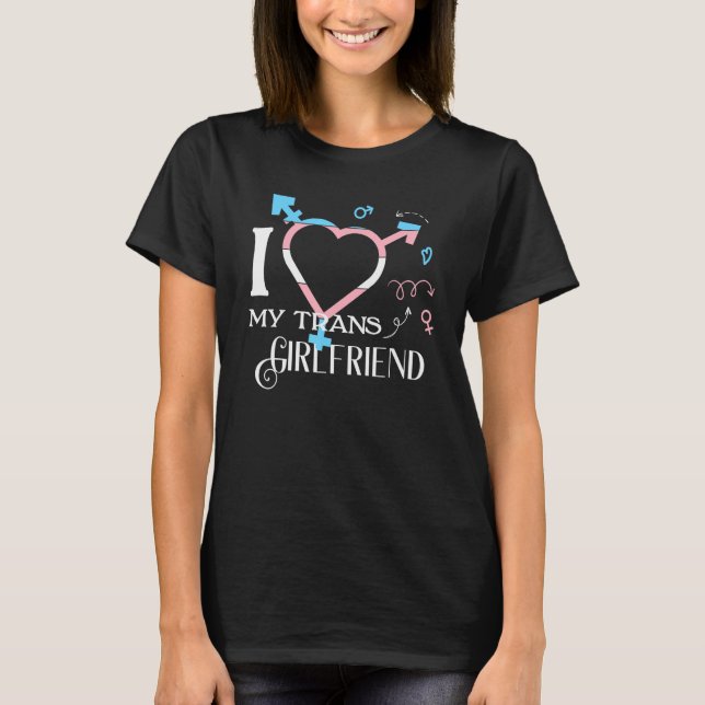 Camiseta I LOVE MY TRANS GIRLFRIEND Rainbow LGBT Flag Gay P (Frente)