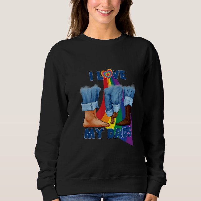 Camiseta I Love My Two Dads Interracial Gay Pride LGBTQ Tra (Frente)