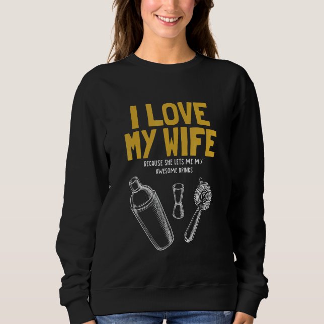 Camiseta I Love My Wife Bartender Mixologist Bartender (Frente)