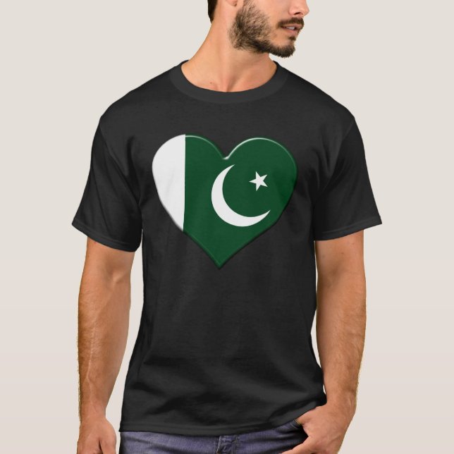 Camiseta I love Pakistan National Flag Pride Heart (Frente)
