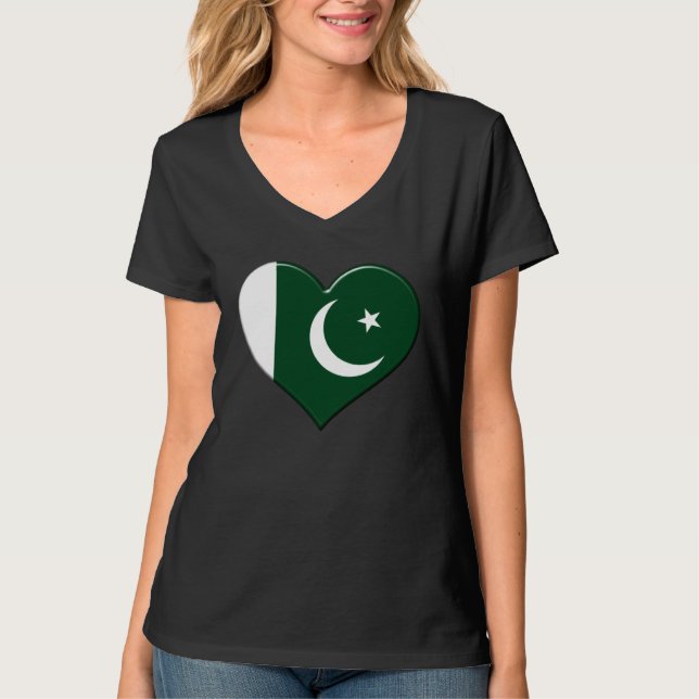Camiseta I love Pakistan National Flag Pride Heart (Frente)