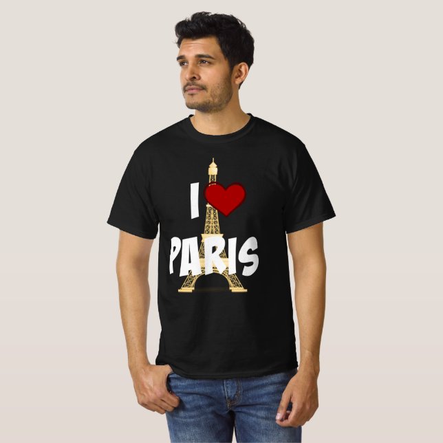 Camiseta "I Love Paris", Torre Eiffel (Frente Completa)