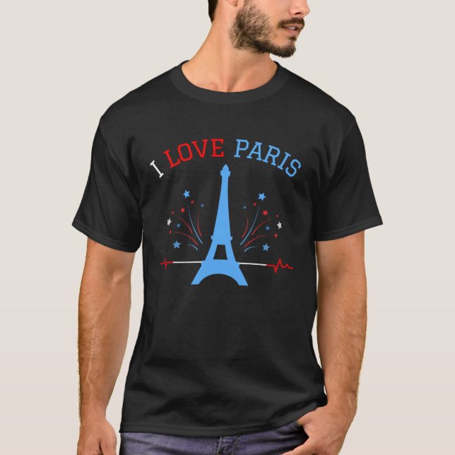 Camiseta I Love Paris With Eiffel Tower For France Lovers (Frente)
