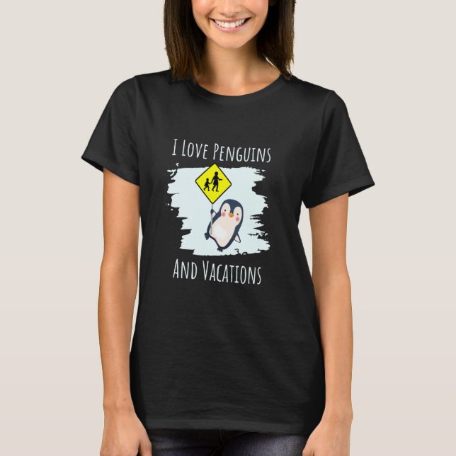 Camiseta I Love Penguins And School Penguin For Kids (Frente)
