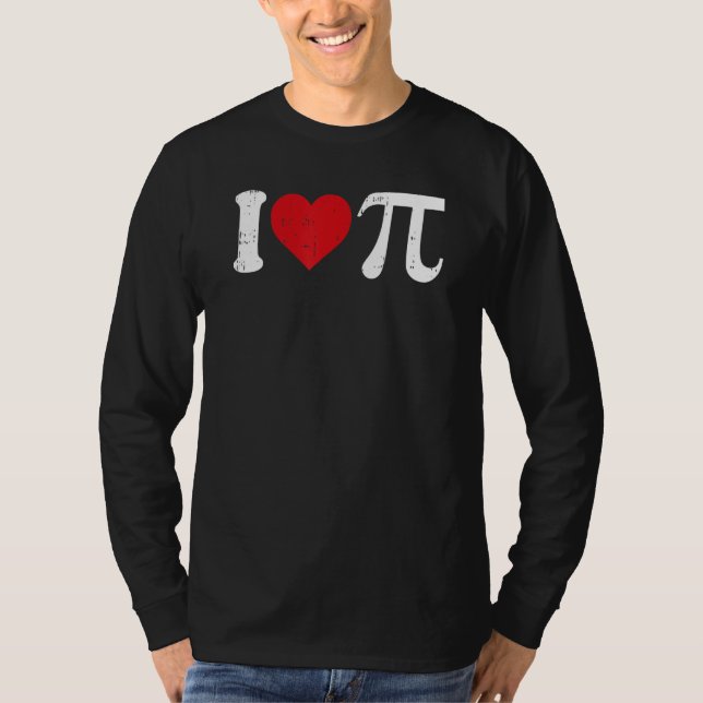 Camiseta I Love Pi Day Cute Heart Math Symbols Teacher Stud (Frente)
