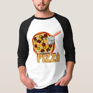 Camiseta I Love Pizza - Capa básica 3/4 Raglan