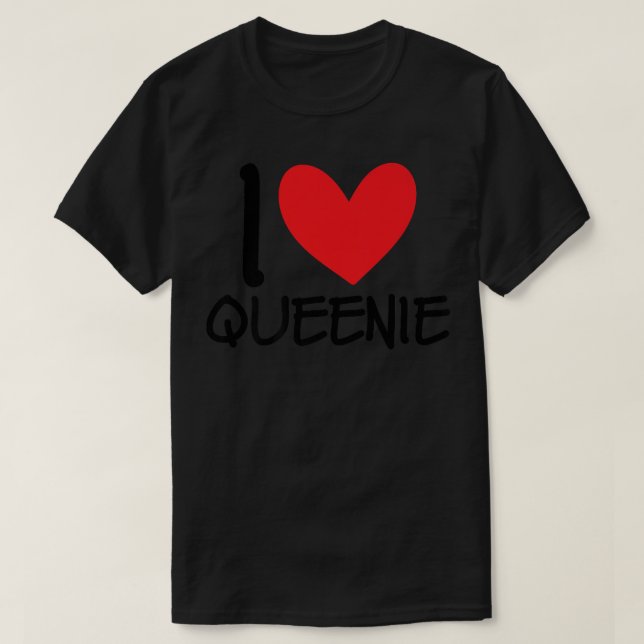 Camiseta I Love Queenie Name Heart Personalized Guy BFF Fri (Frente do Design)