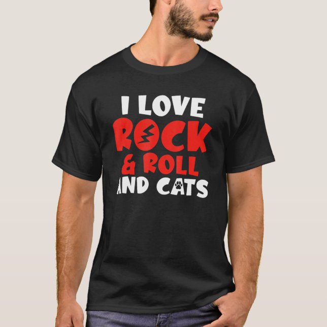 Camiseta I love Rock and Roll and Cats Rocker (Frente)