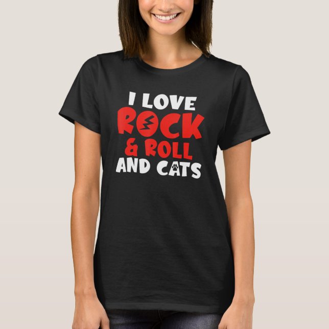 Camiseta I love Rock and Roll and Cats Rocker (Frente)