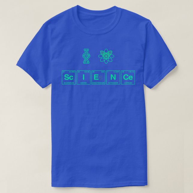 Camiseta I LOVE SCIENCE written in Periodic Table Elements  (Frente do Design)