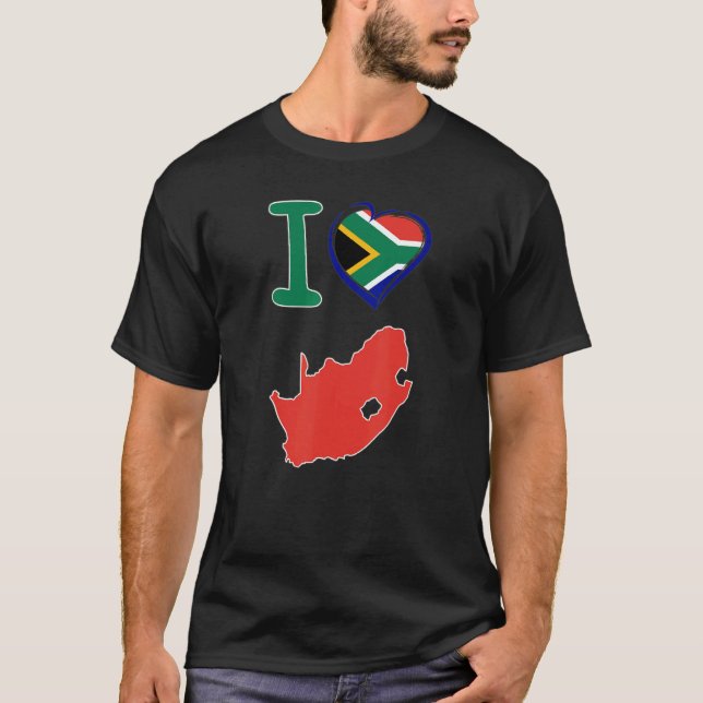 Camiseta I love South Africa S African flag in shape of a h (Frente)