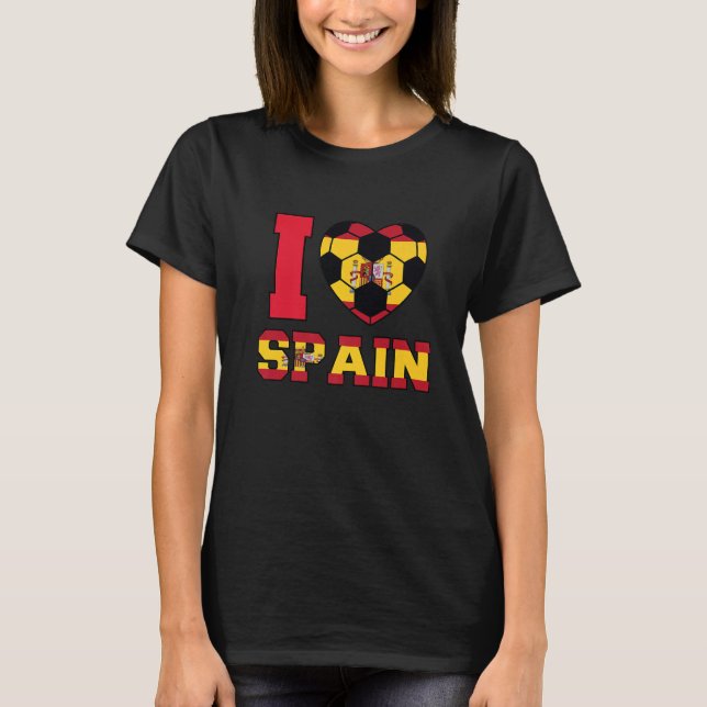 Camiseta I Love Spain Women Men Kids Spanish Soccer Balls F (Frente)