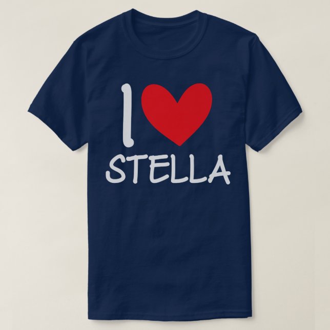 Camiseta I Love Stella Name Personalized Girl Woman Bff Fri (Frente do Design)