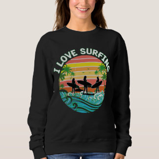 Camiseta i love Surfing Girl Vintage Wave Women Girls Beach