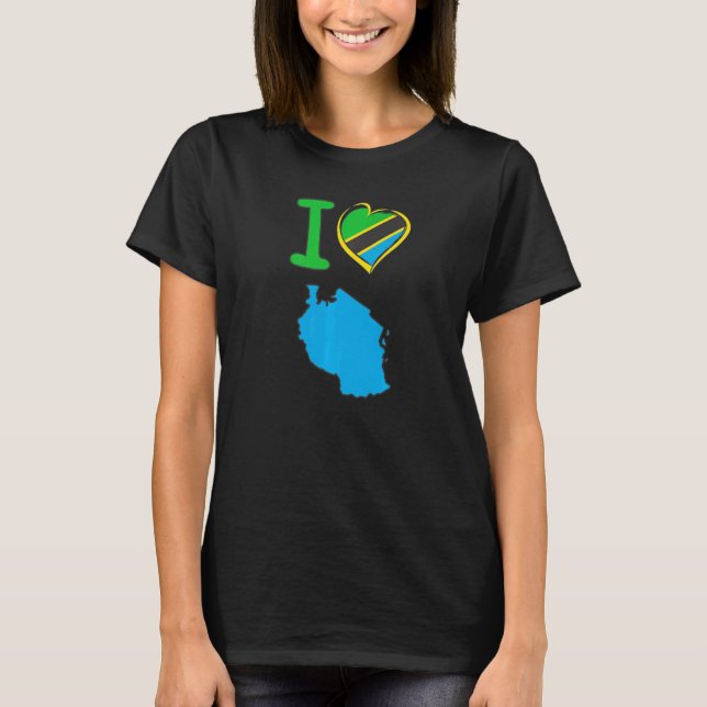 Camiseta I love Tanzania Tanzanian flag in the shape of a h (Frente)