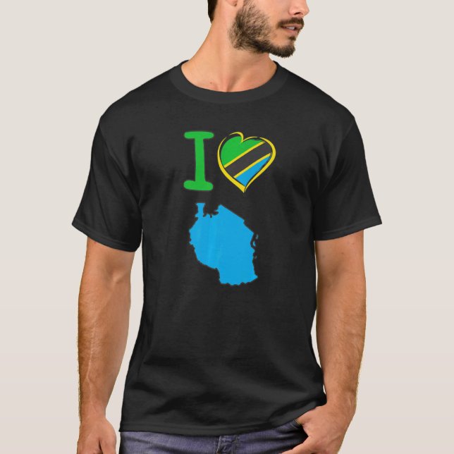 Camiseta I love Tanzania Tanzanian flag in the shape of a h (Frente)