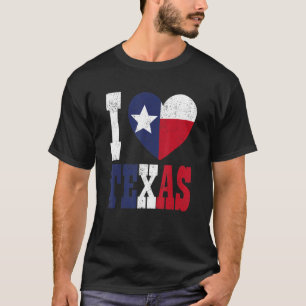 Camiseta I Love Texas Patriotic Texan Flag Heart Us State T
