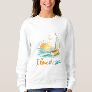 Camiseta I Love the Sea Sailboat Ocean Sunset Design