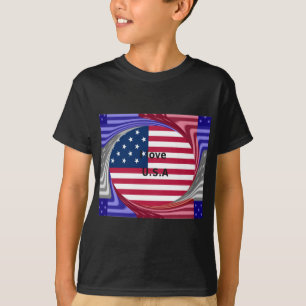 Camiseta I Love U.S.A Swirl: Patriotic Heart Art Impressão
