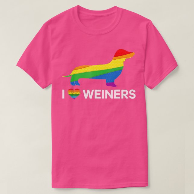 Camiseta I Love Weiners Dachshund LGB Gay Lesbian Pride   A (Frente do Design)