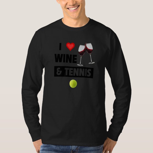 Camiseta I Love Wine And Tennis Drinking Glasses For Party  (Frente)